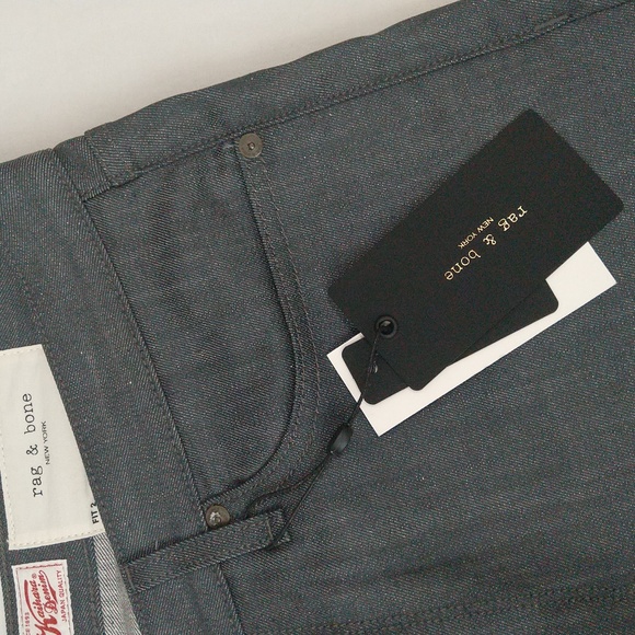 Rag bone fit 2 slim mid rise tailored raw grey denim jeans men's Sz 34w/32L - Picture 4 of 14